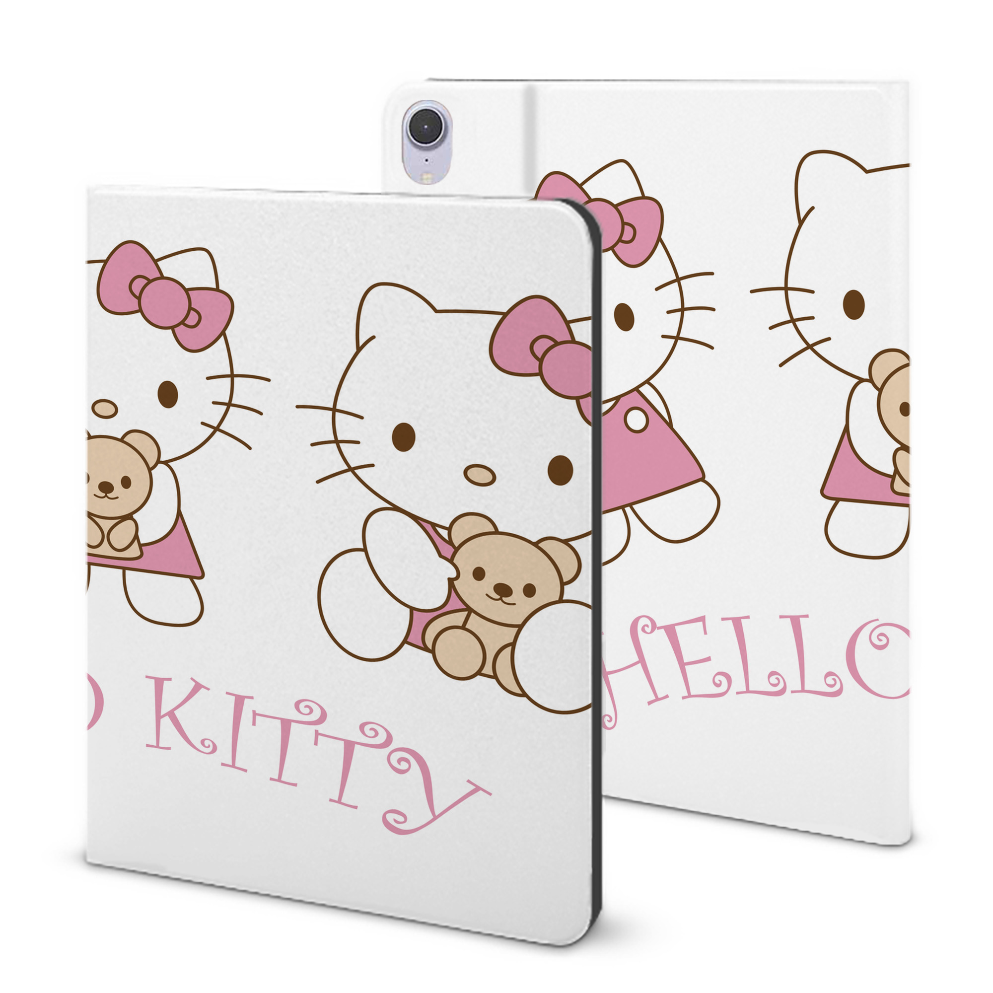 （画像用） Hello Kitty ハローキティ IPad ケース ブック型 PUレザー TPU 耐衝撃 軽量 薄型 ペン収納なし 全面保護 IPad 各モデル対応